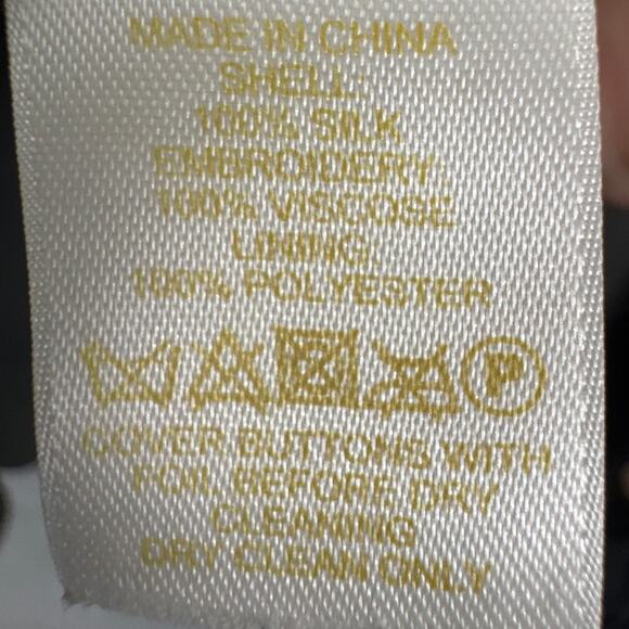 Kate Spade Pullover Silk Blouse Embroidered Polka Dots Black Tan Size 0 Designer - Picture 8 of 8